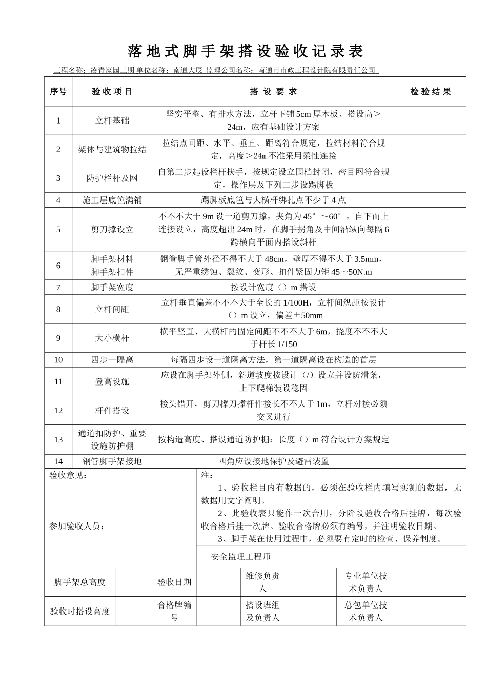 2025年脚手架验收记录_第1页