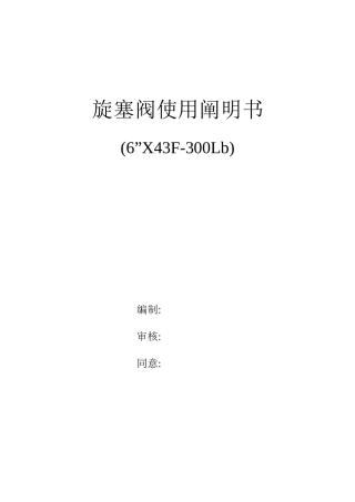 2025年使用说明书旋塞阀