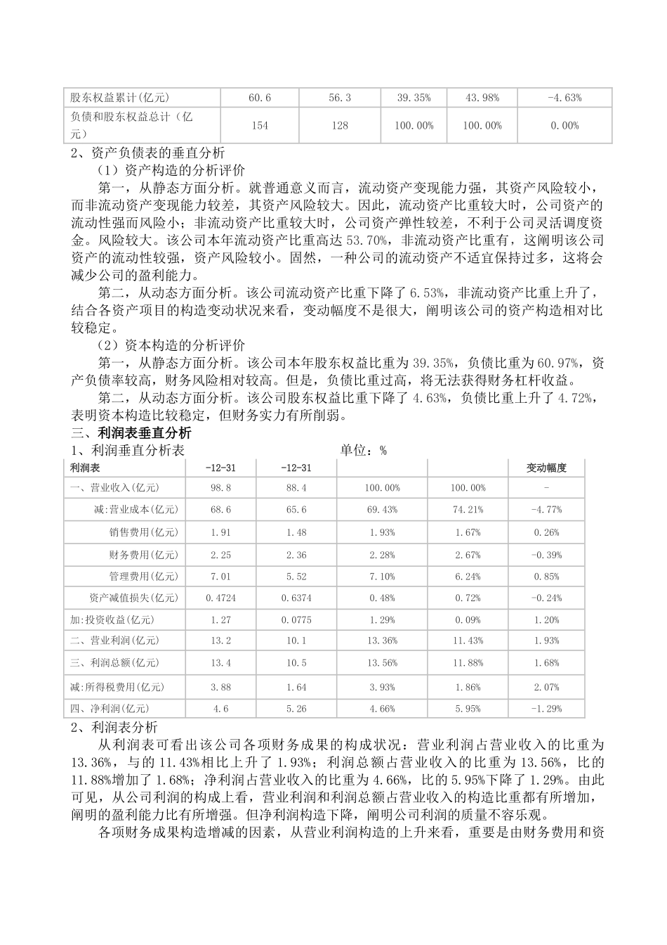 2025年财务报表垂直分析例题_第2页