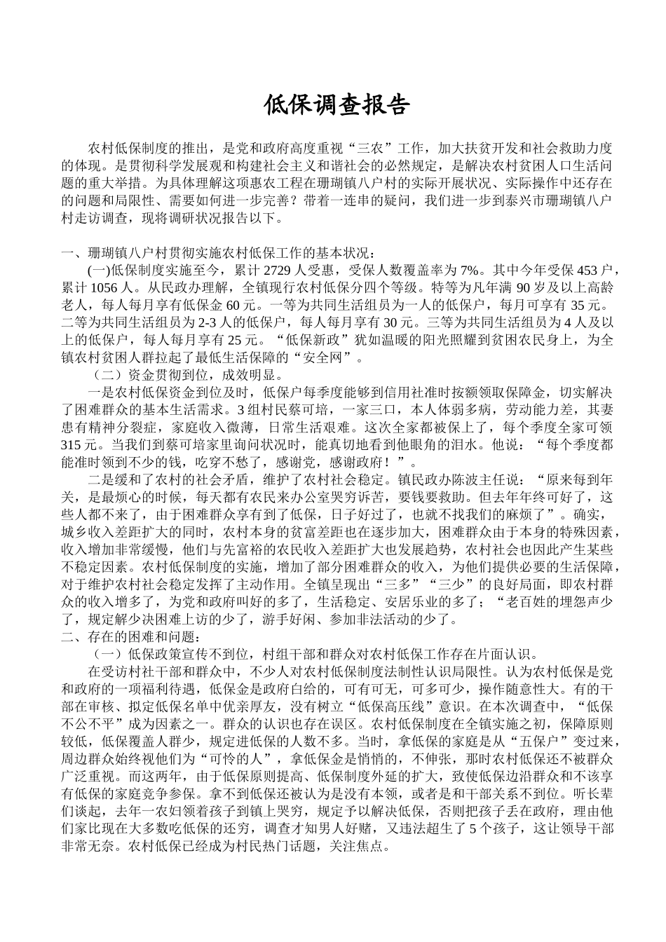 2025年低保调查报告_第1页