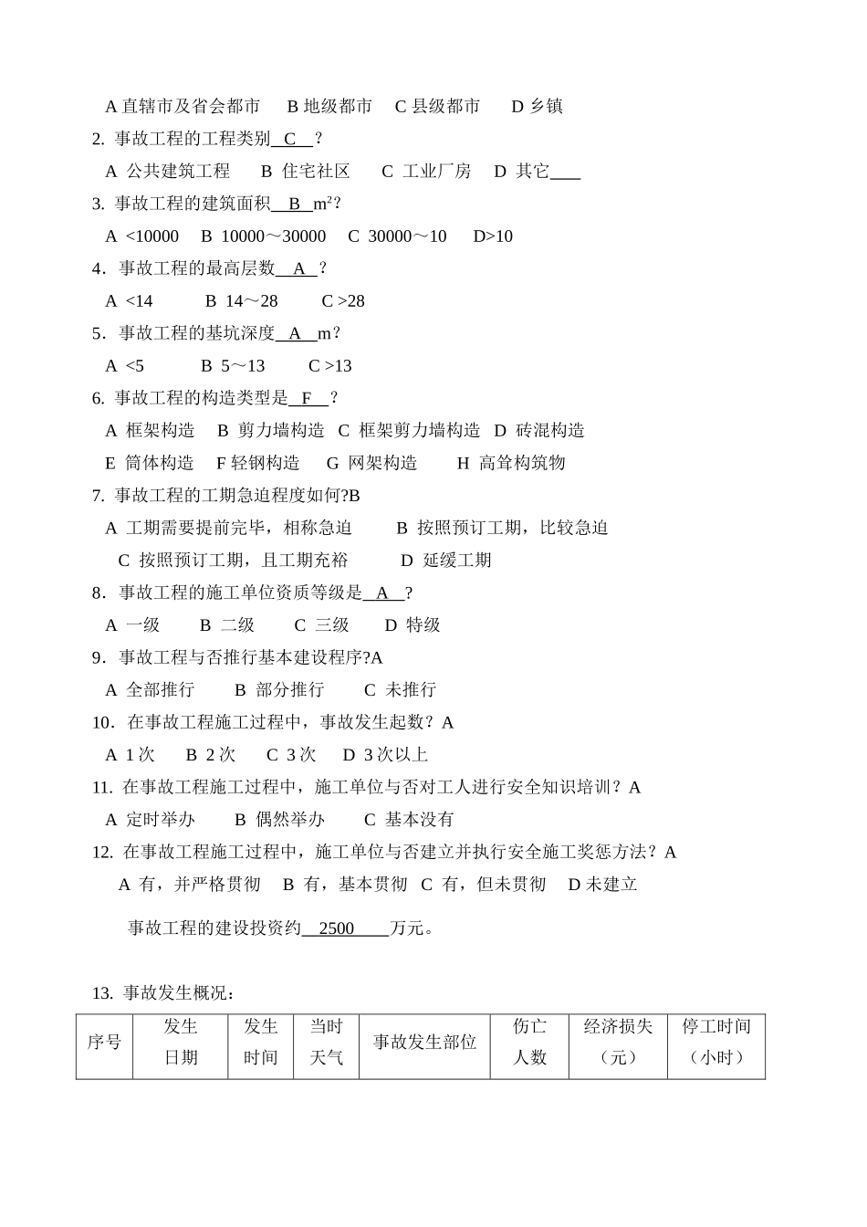 2025年建筑施工安全事故调查问卷_第2页