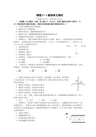 2025年高二物理磁场测试题