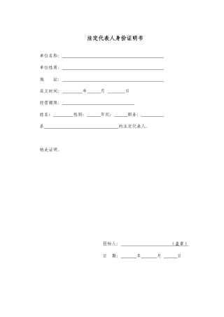 2025年法定代表人身份证明书