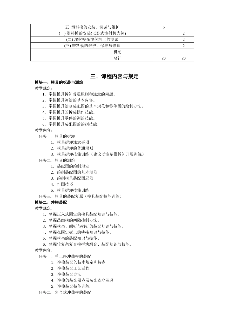 2025年《模具拆装》教学大纲_第2页