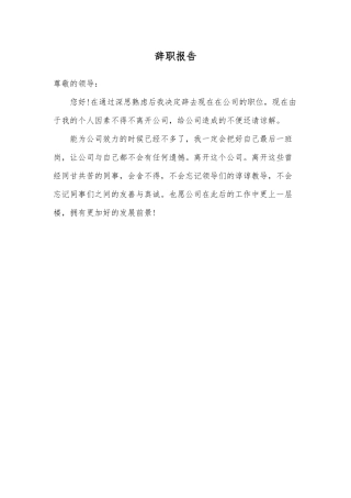 2025年辞职报告范文新版