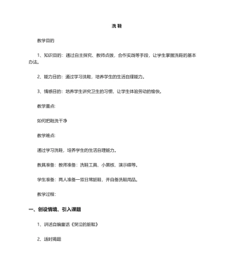 2025年《洗鞋》教学设计