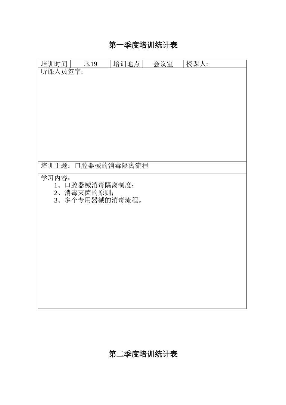 2025年口腔护理培训记录表_第1页