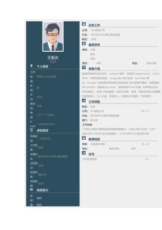 2025年简历模板乐师简历模板
