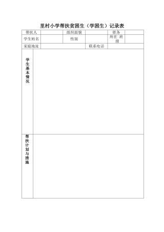 2025年小学贫困生登记表