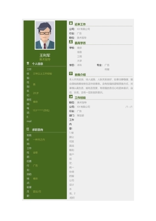 2025年简历模板美术指导简历模板