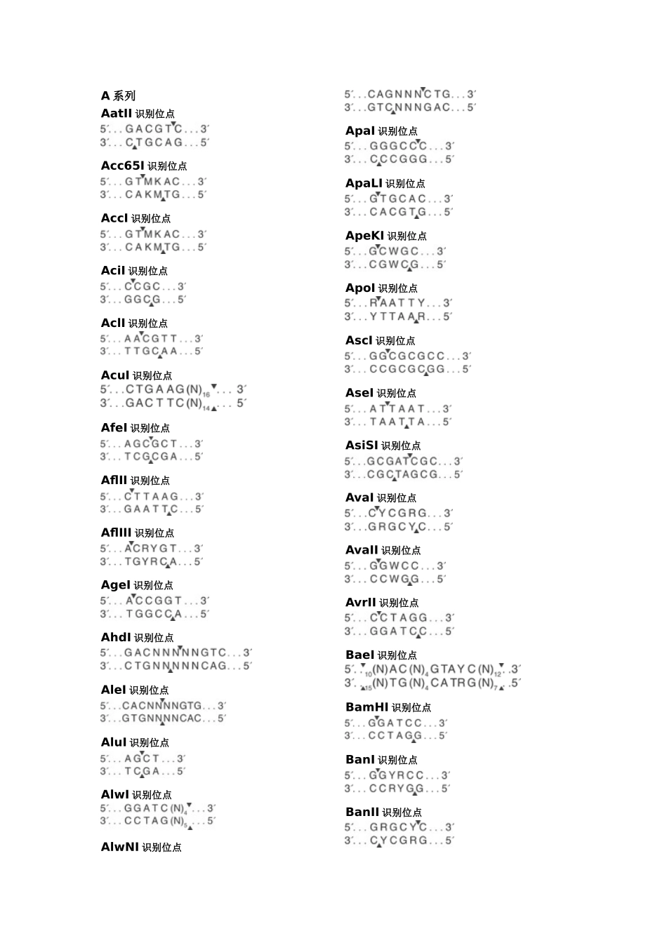 2025年史上最全限制性内切酶酶切位点汇总情况_第1页