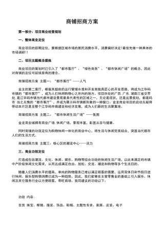 2025年商铺招商方案