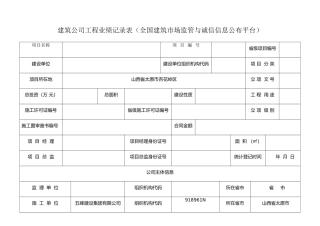 2025年建筑施工企业业绩登记表