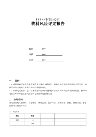 2025年物料风险评估报告
