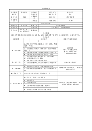 2025年钳工岗位说明书