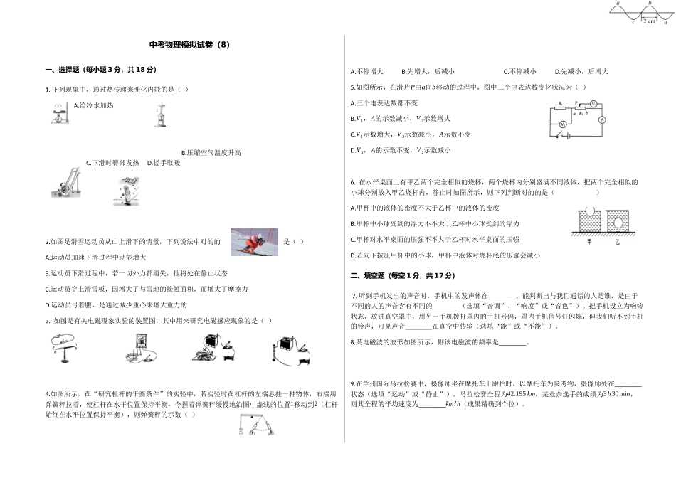 2025年中考物理模拟试卷_第1页