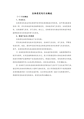 2025年生物质发电行业研究报告