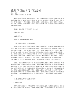2025年投资项目技术可行性分析