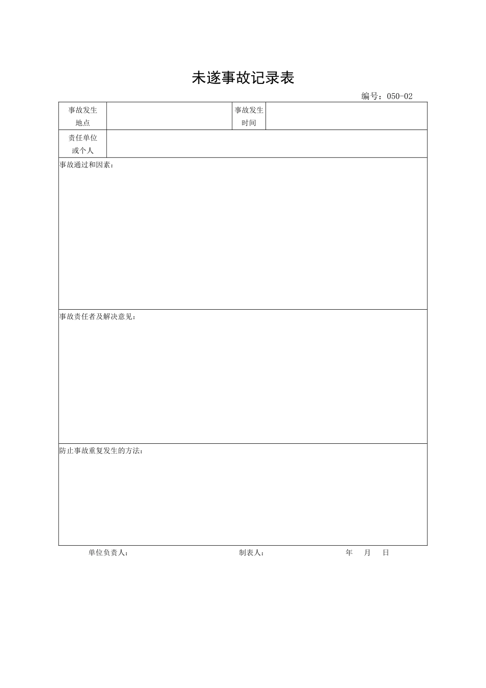 2025年未遂事故登记表_第1页