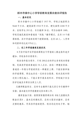 2025年学前教育自查自评报告