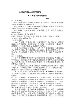 2025年年度内部审核报告