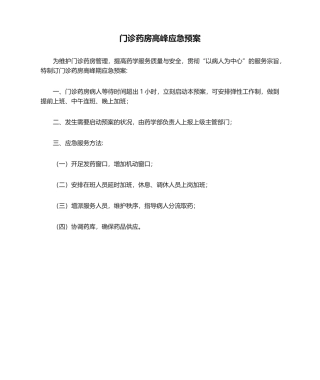 2025年门诊药房高峰应急预案
