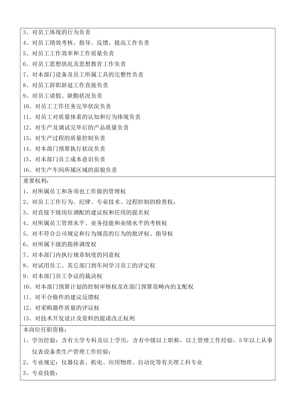 2025年生产部部长岗位职责说明书_第2页