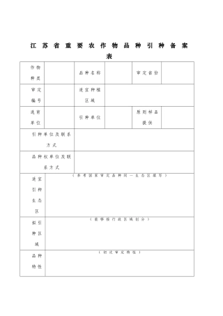2025年江苏省引种备案申请表