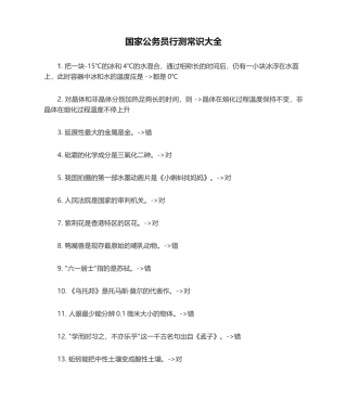 2025年国家公务员行测常识大全