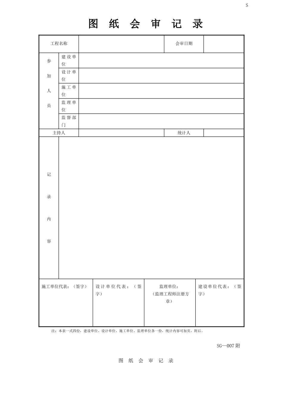 2025年建筑施工图纸会审记录表空白版本_第1页