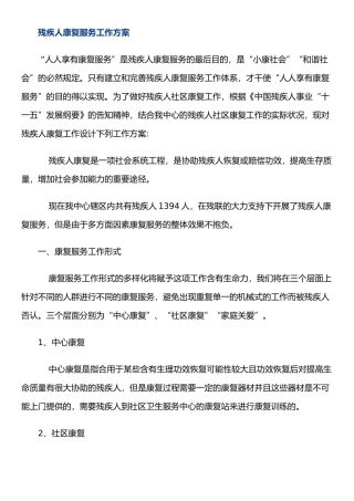 2025年残疾人康复服务工作方案