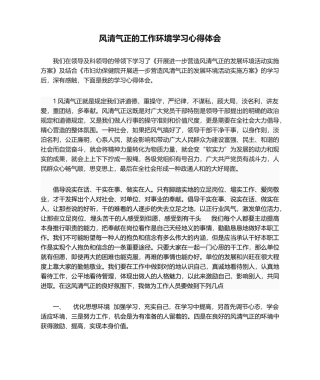 2025年风清气正的工作环境学习心得体会心得体会
