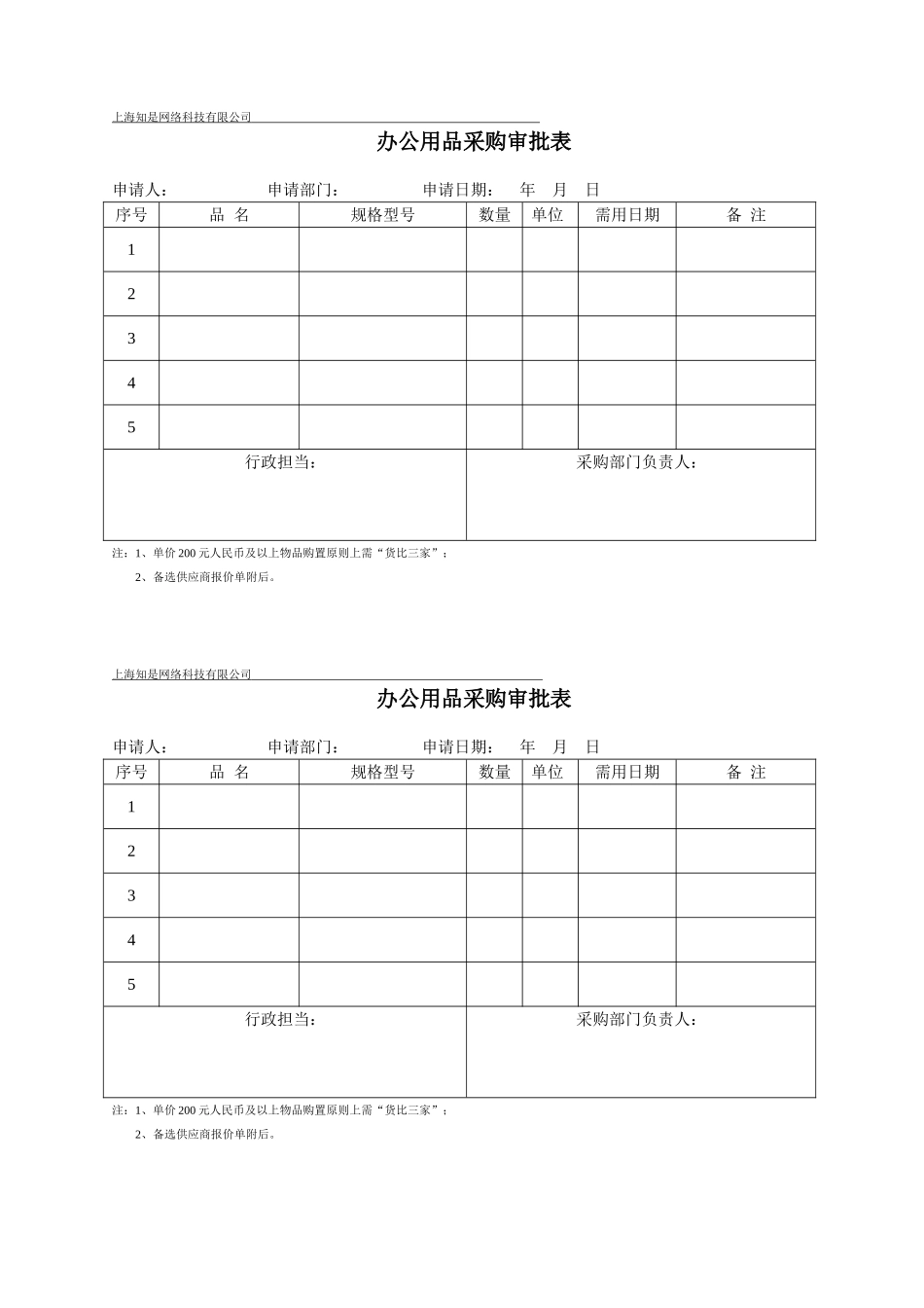2025年办公用品采购审批表_第1页