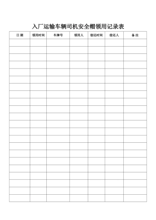 2025年安全帽领用登记表 
