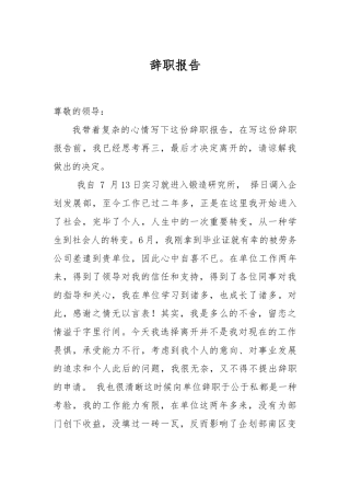 2025年辞职报告.