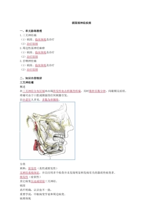 2025年口腔颌面外科学颌面部神经疾病讲义