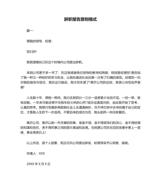 2025年辞职报告标准格式