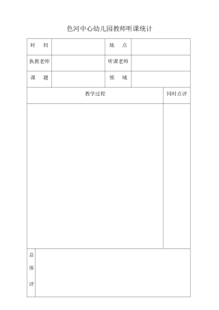 2025年幼儿园教师听课记录表