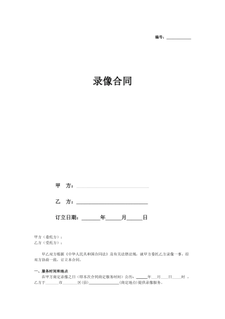2025年录像合同协议