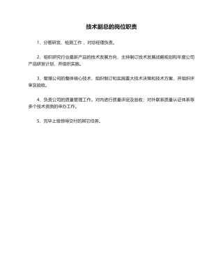 2025年技术副总的岗位职责