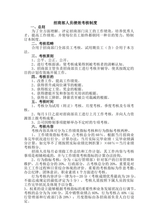 2025年招商部门绩效考核方案