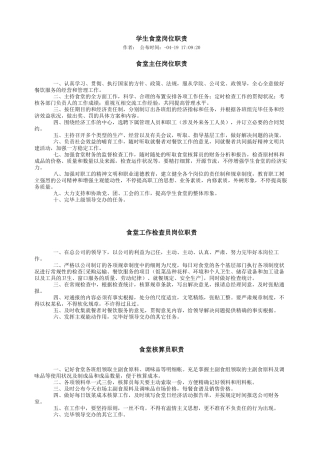 2025年学生食堂岗位职责