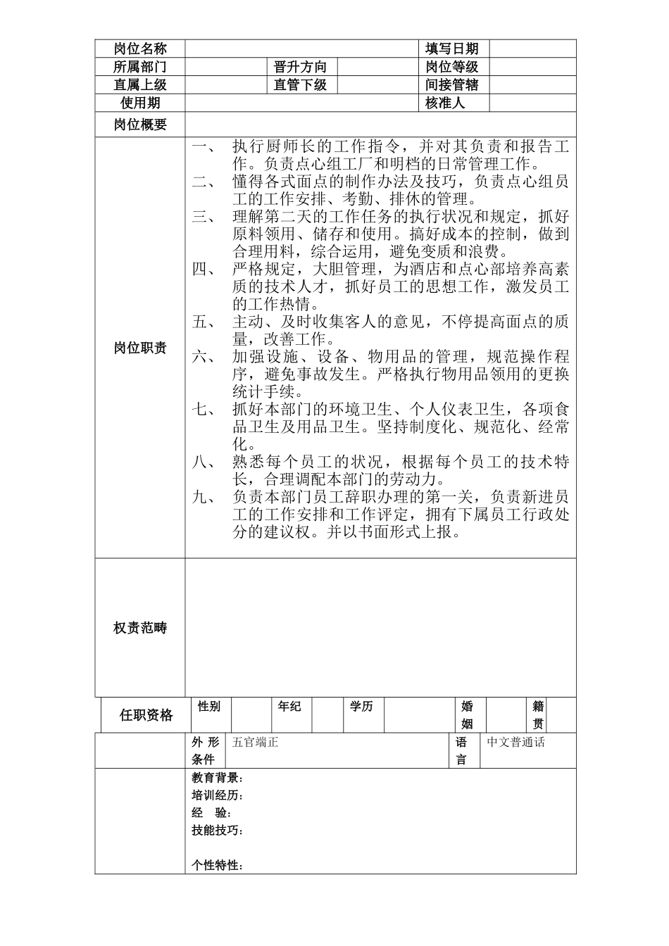 2025年点心组长岗位职责_第1页