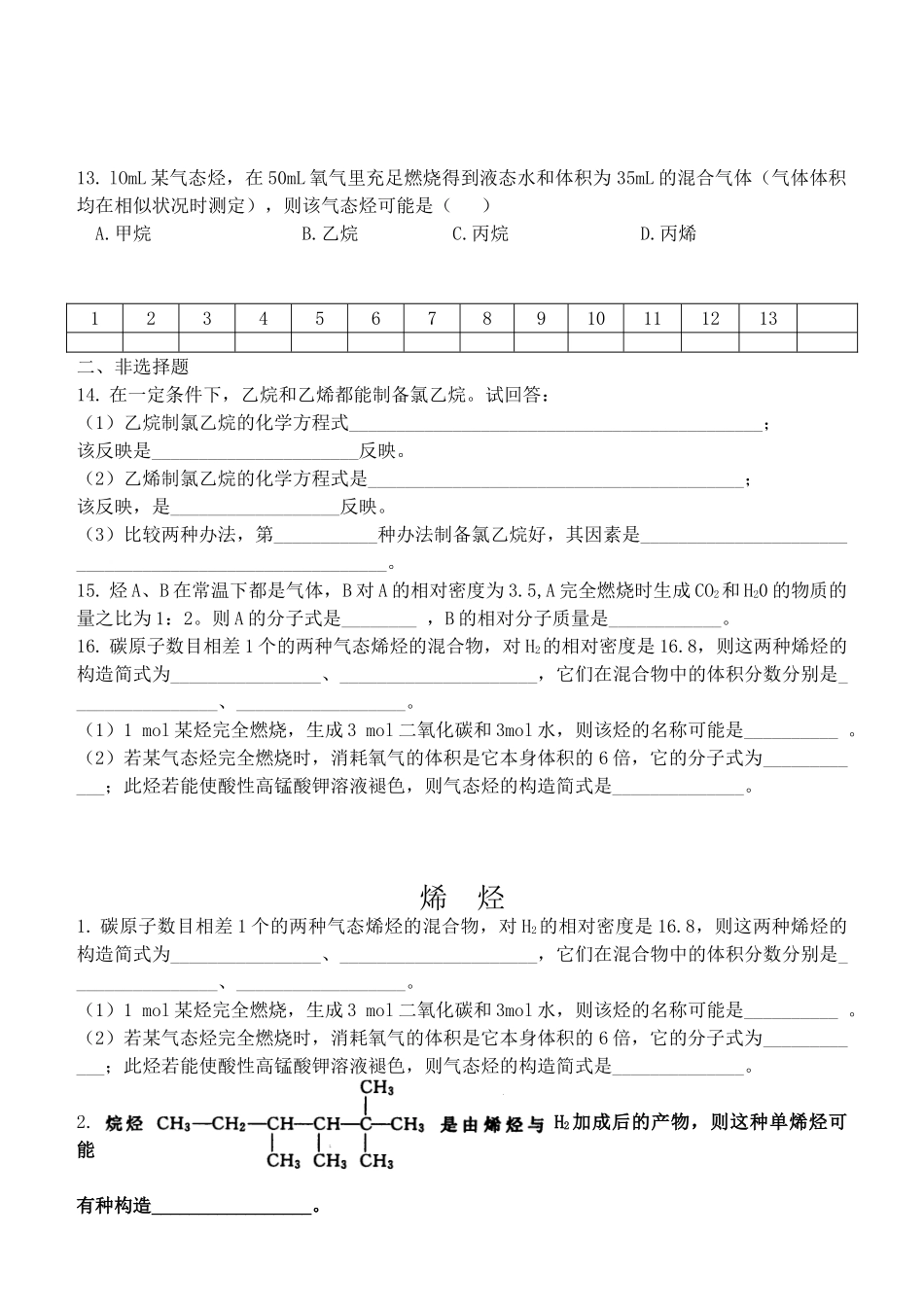 2025年烯烃练习题_第2页