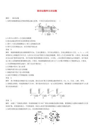 2025年苏教版高一生物必修随堂练习题被动运输和主动运输