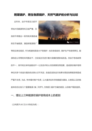 2025年燃煤锅炉燃生物质锅炉天然气锅炉的分析与比较
