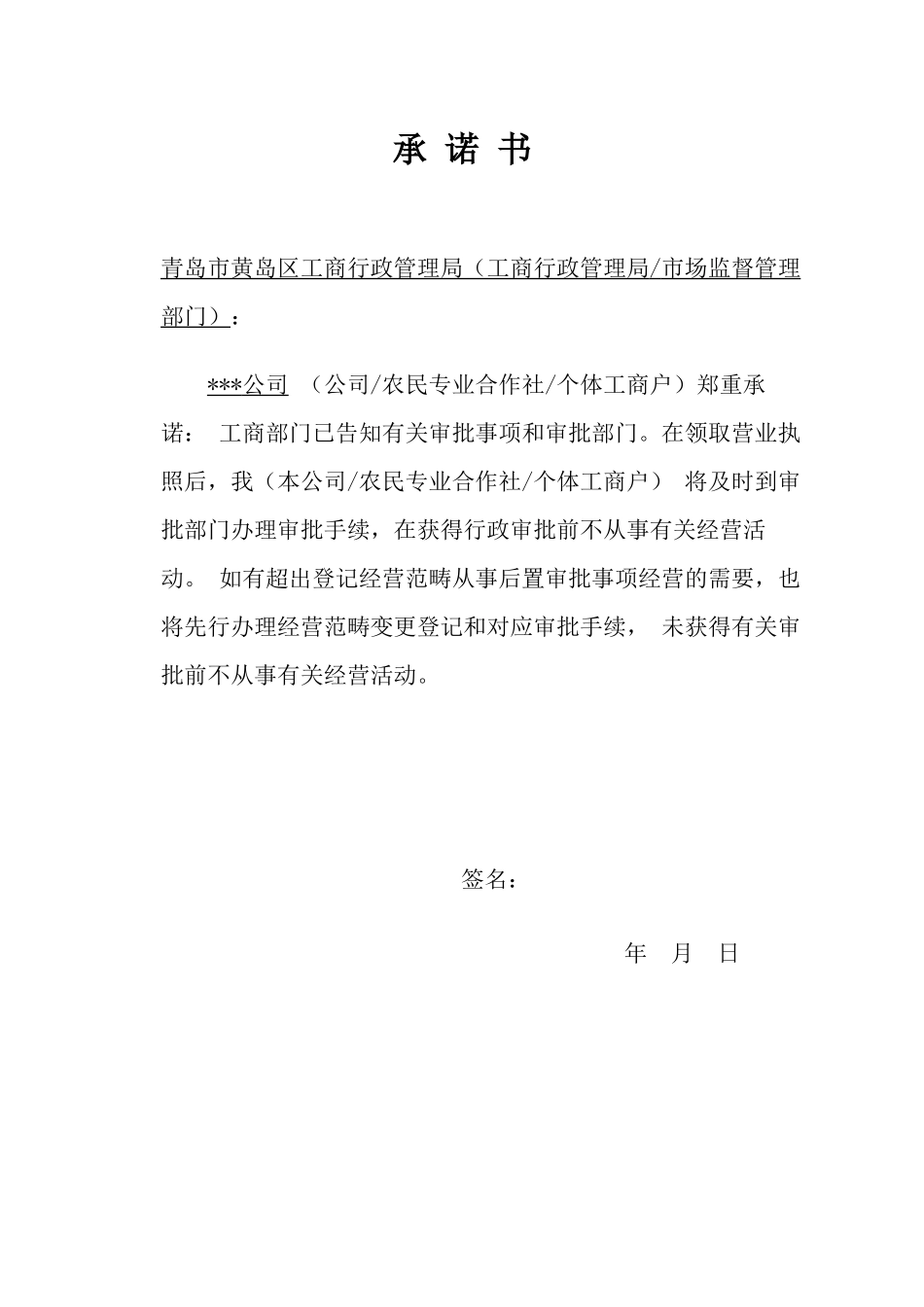 2025年行政审批承诺书_第1页