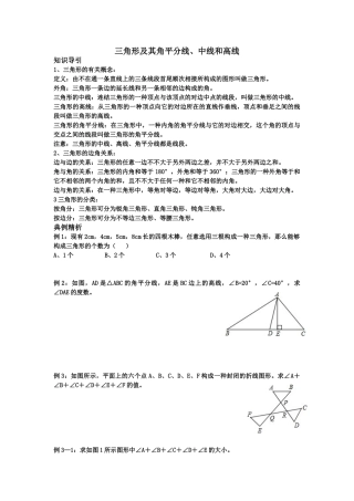 2025年三角形及其角平分线中线和高线
