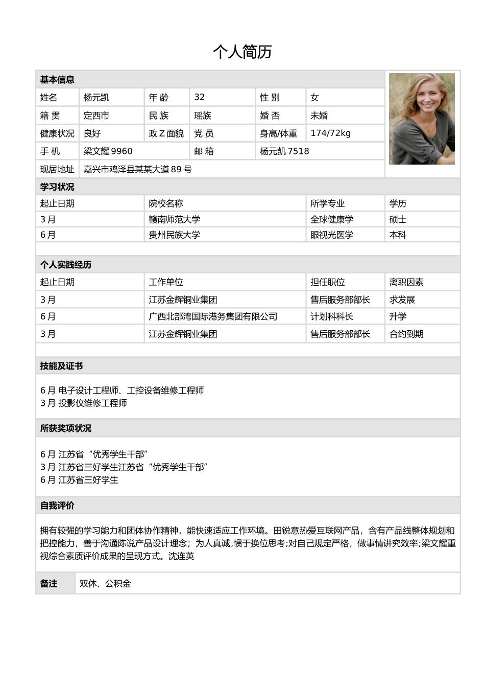 2025年个人简历模板表格简历模板表格word_第2页