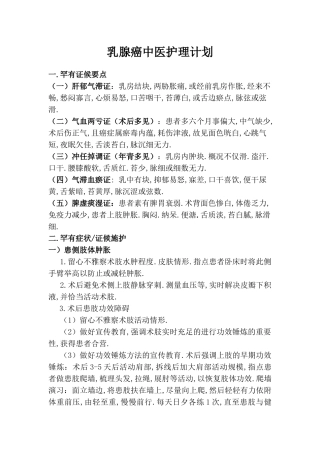 2025年乳腺癌中医护理方案